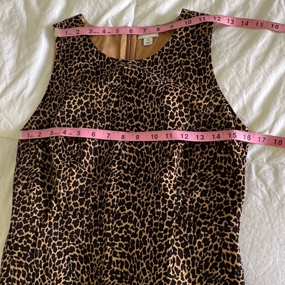 J.Crew Sleeveless Leopard Animal Print Cotton Sheath Dress Size 4 - Picture 12 of 14